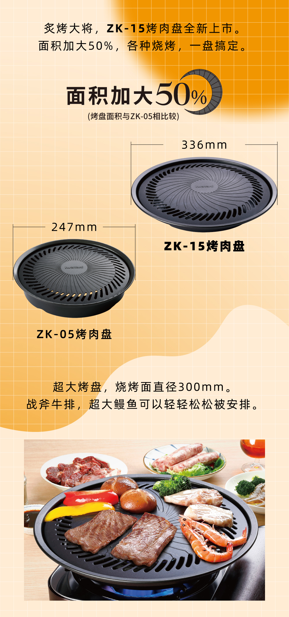 炙烤大將，zk-15全新上市。面積加大50%，各種燒烤，一盤搞定。